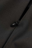 Zwarte Elegante Print Bandage Patchwork Asymmetrische Kraag Een Stap Rok Jurken