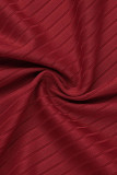 Roupa esportiva casual vermelho patchwork sólido decote em U manga longa duas peças