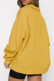 Yellow Casual Solid Patchwork Zipper Collar Tops