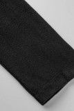Grey Casual Solid Cardigan Turndown Collar Outerwear