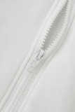 Белые повседневные базовые брюки с круглым вырезом и длинным рукавом с буквенным принтом из трех частей
