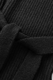 Robes de jupe en une étape à col roulé en patchwork de bandage uni décontracté noir