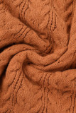 Светло-коричневые повседневные однотонные водолазки в стиле пэчворк Прямые платья (без пояса)
