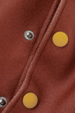 Prendas de abrigo de cuello de cárdigan con botones de hebilla de estampado de calle informal rojo