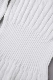 Robes blanches décontractées unies basiques à col roulé à manches longues