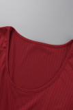 Red Casual Sportswear Solid Patchwork U Neck Long Sleeve Two Pieces