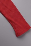 Röd Casual Solid Basic långärmad långärmad två delar