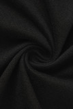 Robes à manches longues à col en V et à la mode décontractées noires