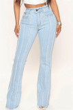 Светлые повседневные однотонные лоскутные джинсы со средней талией и обычными джинсовыми джинсами