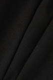 Vestidos de manga larga con cuello en V de patchwork casual de moda negra