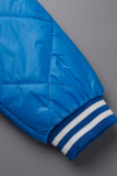 Blue Street Print Buckle Cardigan Collar Outerwear