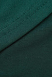 Vestidos de manga larga con cuello en V de patchwork casual de moda verde