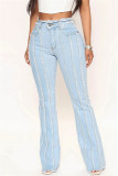 Jeans de mezclilla regular de cintura media de patchwork sólido informal de color claro