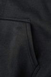 Marrom escuro casual patchwork sólido gola com capuz manga longa duas peças