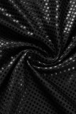 Negro sexy sólido vendaje patchwork sin espalda correa de espagueti vestido de noche Vestidos