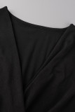 Robes à manches longues à col en V et à la mode décontractées noires