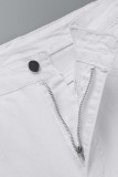 Белые повседневные однотонные рваные джинсы скинни с высокой талией