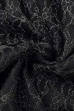 ブラック エレガント パッチワーク フラウンス 非対称 斜めカラー イブニングドレス ドレス