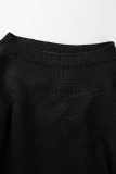 Schwarze, lässige, solide, ausgehöhlte Patchwork-Kleider mit O-Ausschnitt und langen Ärmeln