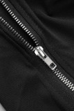 Blå Casual Solid Patchwork Zipper O Neck Plus Size Jumpsuits