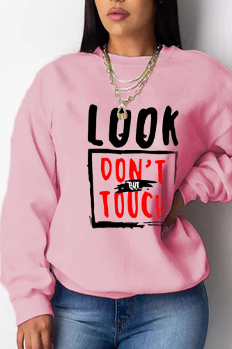 Pink Casual Print Patchwork O Neck Tops