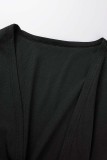 Svarta Casual Solid Cardigan Byxor Cardigan Krage Plus Size Two Pieces