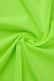 Pantaloni cardigan solidi casual verde fluorescente con scollo a V taglie forti in due pezzi