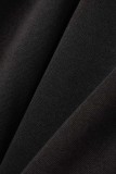 Schwarze, lässige Patchwork-Unterteile mit hoher Taille und konventionellem Positionierungsdruck