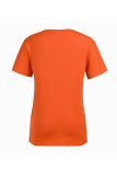 Camiseta com decote em O e estampa de base laranja com estampa de rua