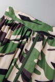 Graue, lässige, Camouflage-Druck-Patchwork-Schlitz-Reißverschluss-Normalröcke mit hoher Taille (je nach tatsächlichem Objekt)