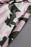 Camouflage Casual Camouflageprint Patchwork Normale hoge taille Conventionele volledige printbroek