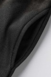Pantaloni casual neri con stampa di lettere patchwork a vita alta regolari con stampa di posizionamento convenzionale