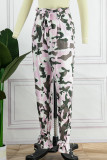 Camouflage Casual Camouflage Print Patchwork Regular High Waist Konventionelle Full Print Bottoms