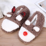 Red White Casual Living Patchwork Contrast Round Keep Warm Shoes