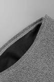 シルバー カジュアル ソリッド パッチワーク 非対称 斜めカラー ペンシル スカート ドレス