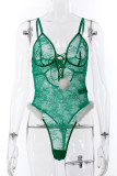 Ink Green Sexy Solid Patchwork See-through Feathers Christmas Day Lingerie