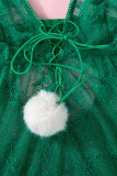 Чернильно-зеленое сексуальное сплошное лоскутное прозрачное рождественское белье с перьями