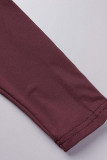 Deep Red Casual Sportswear Solid Patchwork Colletto con cappuccio Manica lunga Due pezzi
