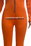 Oranje sexy jumpsuits met briefrits en kraag