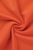 Oranje Sexy Effen Patchwork Asymmetrische V-hals Lange Mouw Twee Stukken
