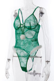 Encre vert sexy solide patchwork plumes transparentes lingerie de Noël