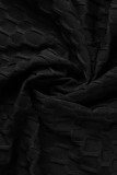 Noir Casual Sportswear Solide Patchwork Fermeture Éclair Manches Longues Deux Pièces