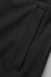 Roupa esportiva casual preta estampa patchwork com zíper gola com zíper manga longa duas peças