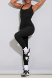 Vita Casual Sportswear Solid Patchwork Skinny Jumpsuits utan rygg utan U-hals
