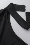 Weiße sexy solide Patchwork-Federn asymmetrische schräge Kragen-Bleistiftrock-Kleider