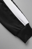 Roupa esportiva casual preta estampa patchwork com zíper gola com zíper manga longa duas peças