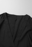 Robes décontractées à manches longues et couleur unie imprimées en patchwork à col en V