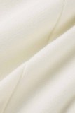 Weiße, modische, lässige, solide Patchwork-Oberbekleidung mit Kapuzenkragen