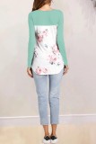 Sky Blue Casual Print Patchwork Tops