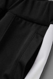 Ropa deportiva casual negra Estampado Patchwork Cremallera Cuello con cremallera Manga larga Dos piezas